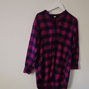 Vibrant Pink and Black Plaid Shirt
